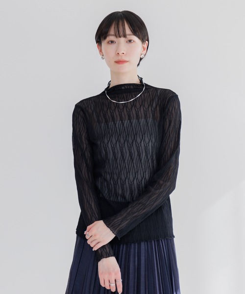 Paradise Picnic（パラダイスピクニック）の「シアージャガードプルオーバー（Tシャツ/カットソー・レディース・ホワイト/ブラック・FREE）」の6枚目の写真