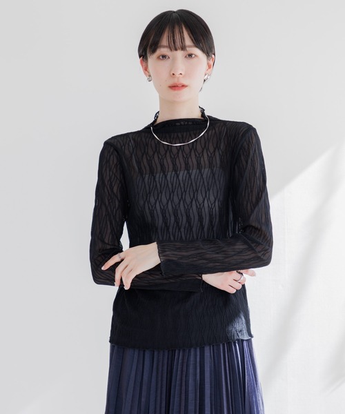 Paradise Picnic（パラダイスピクニック）の「シアージャガードプルオーバー（Tシャツ/カットソー・レディース・ホワイト/ブラック・FREE）」の9枚目の写真