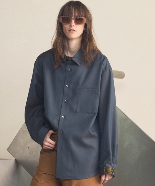 MAISON SPECIAL(メゾンスペシャル)の「《UNISEX》4 Colors Chambray Washable Wool Prime-Over Regular Collar Shirt/4色シャンブレーウォッシャブルウールプライムオーバーレギュラーカラーシャツ【MAISON SPECIAL/メゾンスペシャル】(シャツ/ブラウス・メンズ・ホワイト/ダークブルー/ブラック/グレー/チャコールグレー・0/1/2)」の1枚目の写真