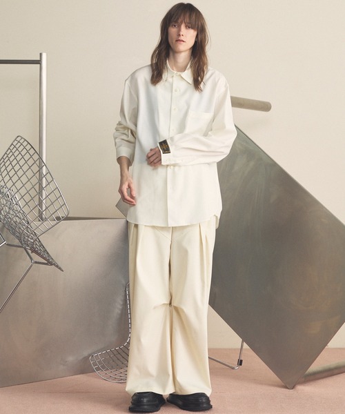 MAISON SPECIAL(メゾンスペシャル)の「《UNISEX》4 Colors Chambray Washable Wool Prime-Over Regular Collar Shirt/4色シャンブレーウォッシャブルウールプライムオーバーレギュラーカラーシャツ【MAISON SPECIAL/メゾンスペシャル】(シャツ/ブラウス・メンズ・ホワイト/ダークブルー/ブラック/グレー/チャコールグレー・0/1/2)」の8枚目の写真