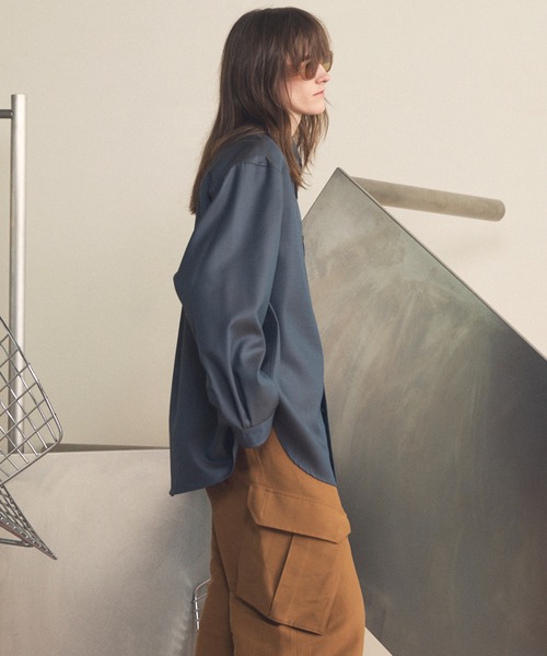 MAISON SPECIAL(メゾンスペシャル)の「《UNISEX》4 Colors Chambray Washable Wool Prime-Over Regular Collar Shirt/4色シャンブレーウォッシャブルウールプライムオーバーレギュラーカラーシャツ【MAISON SPECIAL/メゾンスペシャル】(シャツ/ブラウス・メンズ・ホワイト/ダークブルー/ブラック/グレー/チャコールグレー・0/1/2)」の18枚目の写真