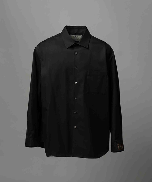 MAISON SPECIAL CHAMBRAY ブラック 長袖シャツ UNISEX》4 Colors Chambray Washable Wool Prime-Over Regular Collar