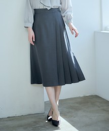 サイドプリーツアシメデザインフレアスカート