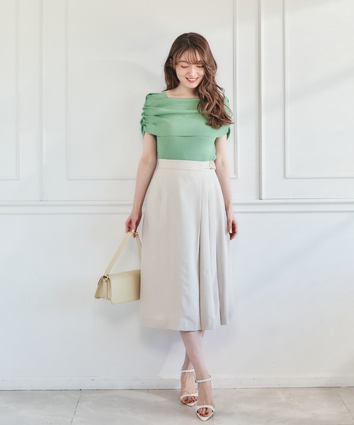 12Twelve Agenda(トゥエルブ アジェンダ)の「サイドプリーツアシメデザインフレアスカート(スカート・レディース・ベージュ/チャコールグレー/イエロー・M)」の16枚目の写真