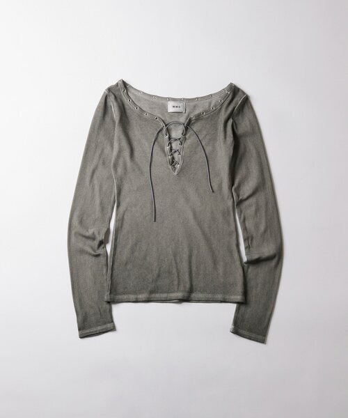 WHO'S WHO gallery（フーズフーギャラリー）の「プロセストレースアップトップス（Tシャツ/カットソー・レディース・グレー/ブルー/アイボリー/ブラック・FREE）」の18枚目の写真