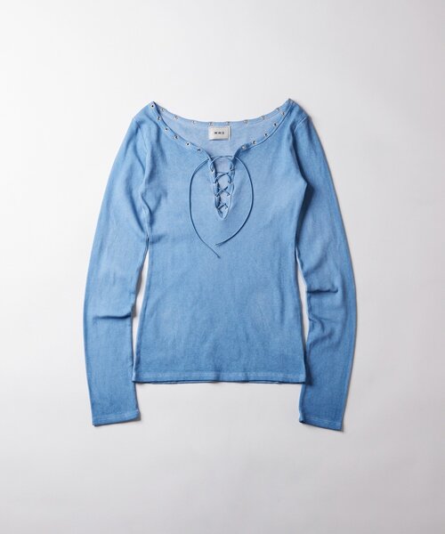 WHO'S WHO gallery（フーズフーギャラリー）の「プロセストレースアップトップス（Tシャツ/カットソー・レディース・グレー/ブルー/アイボリー/ブラック・FREE）」の17枚目の写真