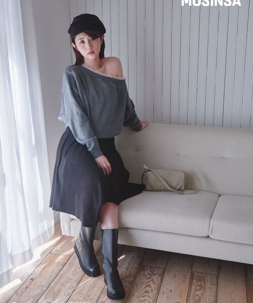 LETTER FROM MOON(レターフロムムーン)の「フェイレースワンショルダーキャッシュミアニット(グレー)(ニット/セーター・レディース・その他・FREE)」の6枚目の写真