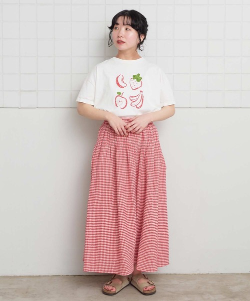 l'atelier du savon(アトリエドサボン)の「フルーツいろいろ テープ刺繍Tシャツ(Tシャツ/カットソー・レディース・ネイビー/サックスブルー/ホワイト・FREE)」の13枚目の写真