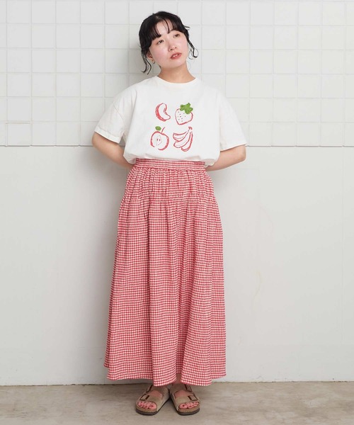 l'atelier du savon(アトリエドサボン)の「フルーツいろいろ テープ刺繍Tシャツ(Tシャツ/カットソー・レディース・ネイビー/サックスブルー/ホワイト・FREE)」の11枚目の写真
