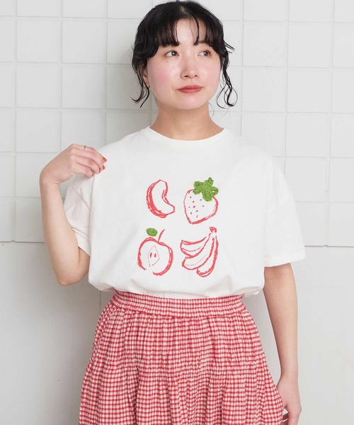 l'atelier du savon(アトリエドサボン)の「フルーツいろいろ テープ刺繍Tシャツ(Tシャツ/カットソー・レディース・ネイビー/サックスブルー/ホワイト・FREE)」の9枚目の写真