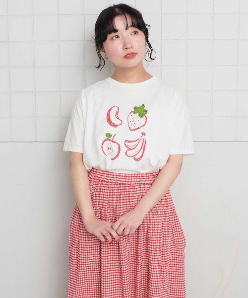 l'atelier du savon(アトリエドサボン)の「フルーツいろいろ テープ刺繍Tシャツ(Tシャツ/カットソー・レディース・ネイビー/サックスブルー/ホワイト・FREE)」の10枚目の写真