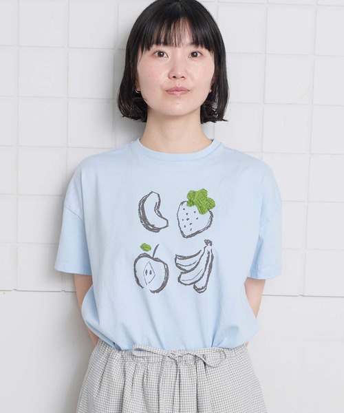 l'atelier du savon(アトリエドサボン)の「フルーツいろいろ テープ刺繍Tシャツ(Tシャツ/カットソー・レディース・ネイビー/サックスブルー/ホワイト・FREE)」の19枚目の写真