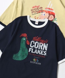 Kellogg's/ケロッグコラボ FRUIT OF THE LOOM/フルーツオブザルーム オーバーサイズ ヴィンテージプリント 半袖Tシャツ/リンガーT/レディース メンズ