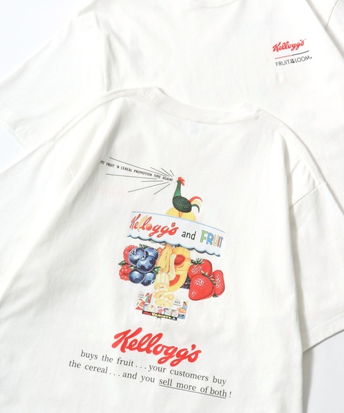 FRUIT OF THE LOOM(フルーツオブザルーム)の「Kellogg's/ケロッグコラボ FRUIT OF THE LOOM/フルーツオブザルーム オーバーサイズ ヴィンテージプリント 半袖Tシャツ/リンガーT/レディース メンズ(Tシャツ/カットソー・レディース・イエロー/ネイビー/ホワイト/ホワイト系その他/チャコールグレー・S/M/L)」の2枚目の写真