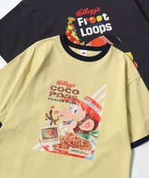 Kellogg's/ケロッグコラボ FRUIT OF THE LOOM/フルーツオブザルーム オーバーサイズ ヴィンテージプリント 半袖Tシャツ/リンガーT/レディース メンズ