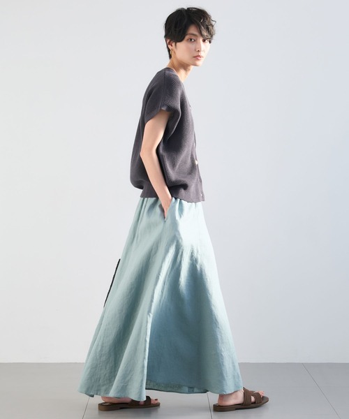 BARNYARDSTORM（バンヤードストーム）の「【『BABALOG』YouTubeご紹介アイテム】BARNYARDSTORM / リネンフレアスカート / ハンドウォッシャブル＜セットアップ対応＞（スカート・レディース・ベージュ/セージグリーン・M/S）」の4枚目の写真