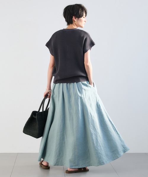 BARNYARDSTORM（バンヤードストーム）の「【『BABALOG』YouTubeご紹介アイテム】BARNYARDSTORM / リネンフレアスカート / ハンドウォッシャブル＜セットアップ対応＞（スカート・レディース・ベージュ/セージグリーン・M/S）」の5枚目の写真