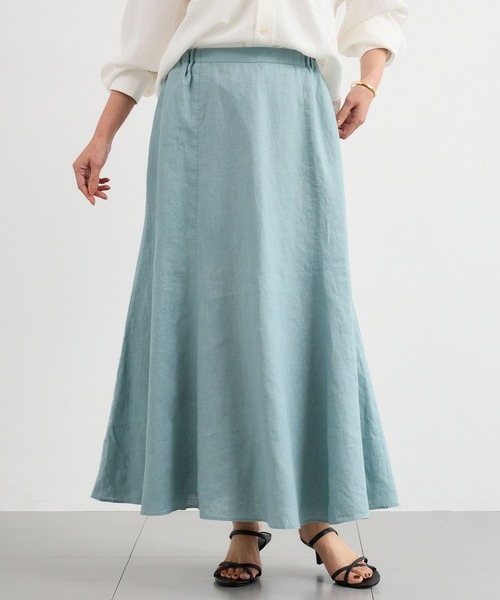 BARNYARDSTORM（バンヤードストーム）の「【『BABALOG』YouTubeご紹介アイテム】BARNYARDSTORM / リネンフレアスカート / ハンドウォッシャブル＜セットアップ対応＞（スカート・レディース・ベージュ/セージグリーン・M/S）」の8枚目の写真