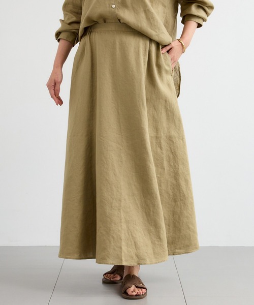 BARNYARDSTORM（バンヤードストーム）の「【『BABALOG』YouTubeご紹介アイテム】BARNYARDSTORM / リネンフレアスカート / ハンドウォッシャブル＜セットアップ対応＞（スカート・レディース・ベージュ/セージグリーン・M/S）」の15枚目の写真