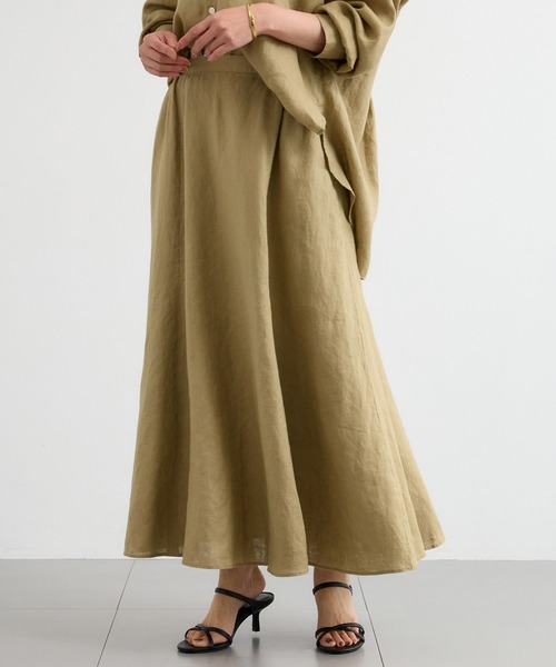 BARNYARDSTORM（バンヤードストーム）の「【『BABALOG』YouTubeご紹介アイテム】BARNYARDSTORM / リネンフレアスカート / ハンドウォッシャブル＜セットアップ対応＞（スカート・レディース・ベージュ/セージグリーン・M/S）」の16枚目の写真