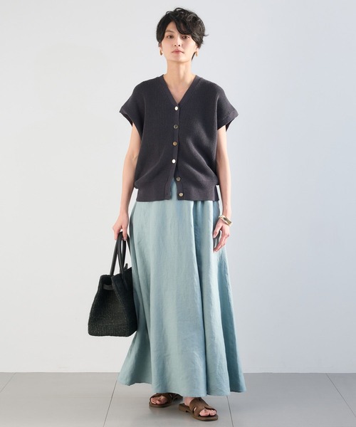 BARNYARDSTORM（バンヤードストーム）の「【『BABALOG』YouTubeご紹介アイテム】BARNYARDSTORM / リネンフレアスカート / ハンドウォッシャブル＜セットアップ対応＞（スカート・レディース・ベージュ/セージグリーン・M/S）」の3枚目の写真