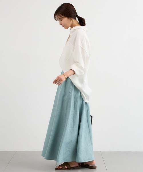 BARNYARDSTORM（バンヤードストーム）の「【『BABALOG』YouTubeご紹介アイテム】BARNYARDSTORM / リネンフレアスカート / ハンドウォッシャブル＜セットアップ対応＞（スカート・レディース・ベージュ/セージグリーン・M/S）」の21枚目の写真
