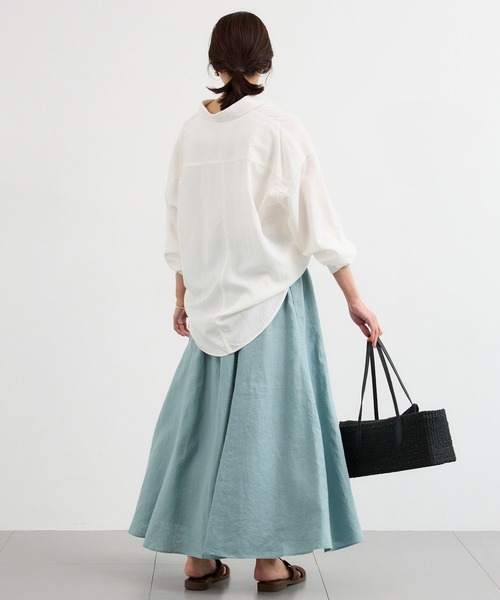 BARNYARDSTORM（バンヤードストーム）の「【『BABALOG』YouTubeご紹介アイテム】BARNYARDSTORM / リネンフレアスカート / ハンドウォッシャブル＜セットアップ対応＞（スカート・レディース・ベージュ/セージグリーン・M/S）」の22枚目の写真