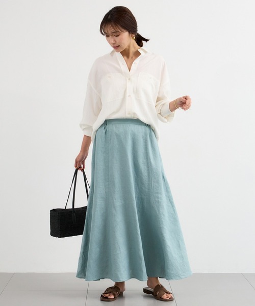 BARNYARDSTORM（バンヤードストーム）の「【『BABALOG』YouTubeご紹介アイテム】BARNYARDSTORM / リネンフレアスカート / ハンドウォッシャブル＜セットアップ対応＞（スカート・レディース・ベージュ/セージグリーン・M/S）」の19枚目の写真