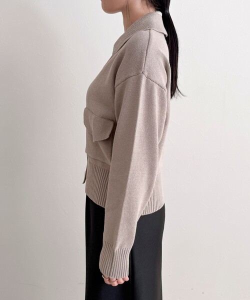 fredy emue（フレディエミュ）の「コットン衿付きVネックカーディガン（カーディガン/ボレロ・レディース・サックスブルー/オフホワイト/ネイビー/グレイッシュベージュ・38）」の14枚目の写真