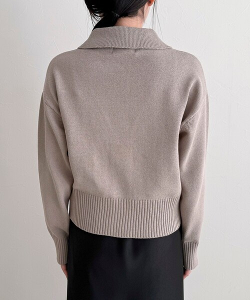 fredy emue（フレディエミュ）の「コットン衿付きVネックカーディガン（カーディガン/ボレロ・レディース・サックスブルー/オフホワイト/ネイビー/グレイッシュベージュ・38）」の15枚目の写真