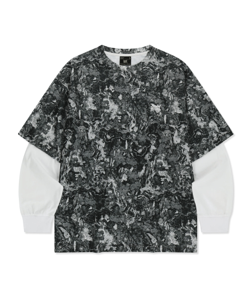 BROWNBREATH(ブラウンブレス)の「EARTH PATTERN LAYERED TEE - GREY(Tシャツ/カットソー・レディース・その他・SMALL/MEDIUM/LARGE/X-LARGE)」の1枚目の写真