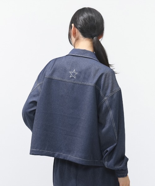 CONVERSE(コンバース)の「コンバース SYNTHETIC DENIM JACKET L シンセティックデニムジャケット(デニムジャケット・レディース・オフホワイト/ネイビー/ブラック・L/M)」の9枚目の写真
