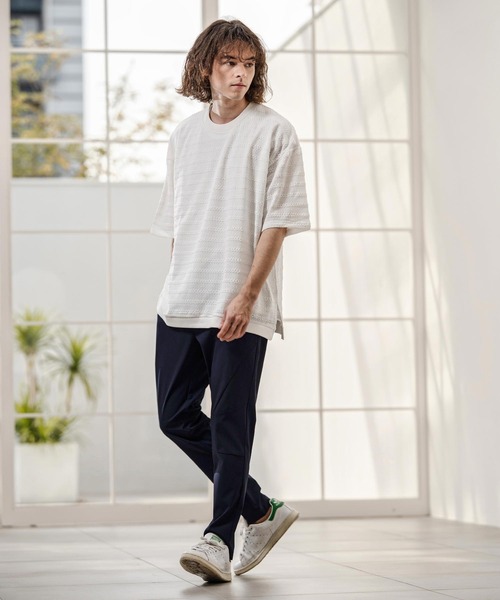 CAMBIO(カンビオ)の「mt10316- Shadow Lace Knit Tee ニットTシャツ(AI-261-013)(Tシャツ/カットソー・メンズ・ホワイト/ブラック・L/M)」の6枚目の写真