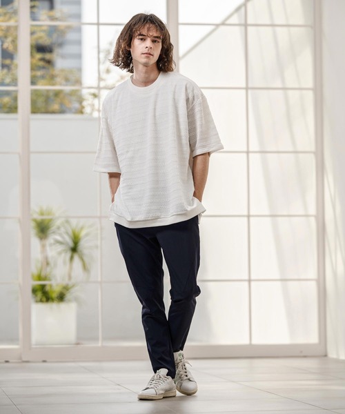 CAMBIO(カンビオ)の「mt10316- Shadow Lace Knit Tee ニットTシャツ(AI-261-013)(Tシャツ/カットソー・メンズ・ホワイト/ブラック・L/M)」の7枚目の写真