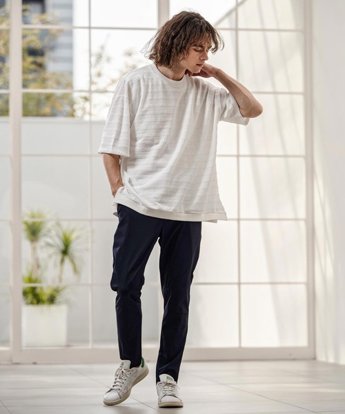 CAMBIO(カンビオ)の「mt10316- Shadow Lace Knit Tee ニットTシャツ(AI-261-013)(Tシャツ/カットソー・メンズ・ホワイト/ブラック・L/M)」の8枚目の写真