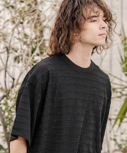 CAMBIO(カンビオ)の「mt10316- Shadow Lace Knit Tee ニットTシャツ(AI-261-013)(Tシャツ/カットソー・メンズ・ホワイト/ブラック・L/M)」の11枚目の写真