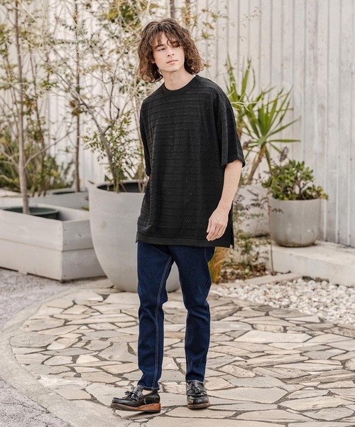 CAMBIO(カンビオ)の「mt10316- Shadow Lace Knit Tee ニットTシャツ(AI-261-013)(Tシャツ/カットソー・メンズ・ホワイト/ブラック・L/M)」の12枚目の写真