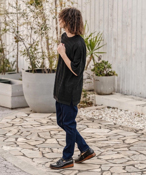 CAMBIO(カンビオ)の「mt10316- Shadow Lace Knit Tee ニットTシャツ(AI-261-013)(Tシャツ/カットソー・メンズ・ホワイト/ブラック・L/M)」の13枚目の写真