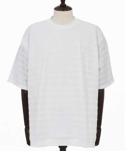 CAMBIO(カンビオ)の「mt10316- Shadow Lace Knit Tee ニットTシャツ(AI-261-013)(Tシャツ/カットソー・メンズ・ホワイト/ブラック・L/M)」の17枚目の写真