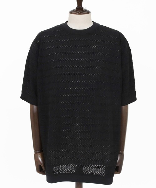 CAMBIO(カンビオ)の「mt10316- Shadow Lace Knit Tee ニットTシャツ(AI-261-013)(Tシャツ/カットソー・メンズ・ホワイト/ブラック・L/M)」の19枚目の写真