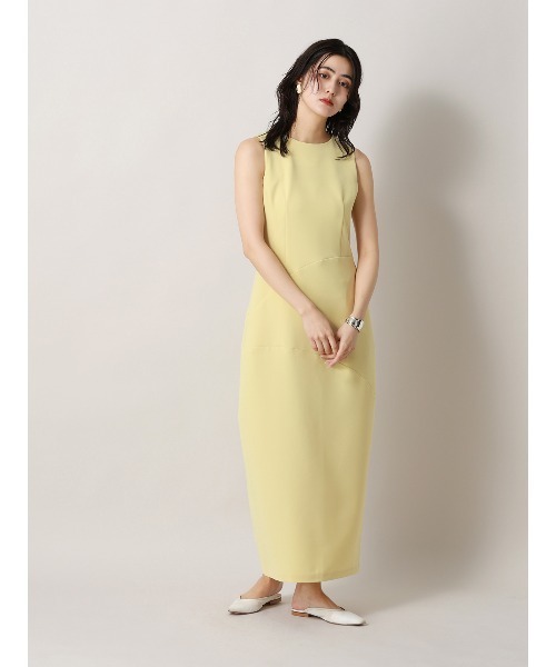 CIS.（シス）の「CIS．アシンメトリックドレス ウォッシャブル ストレッチ ダブルクロス 無地（ワンピース・レディース・ブラック/イエロー・36(7号)/38(9号)）」の3枚目の写真
