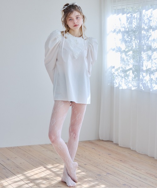 etre loin(エトルワン)の「Tulip embroidered volume sleeve blouse(シャツ/ブラウス・レディース・ホワイト/ストライプ/ブラック・M)」の7枚目の写真