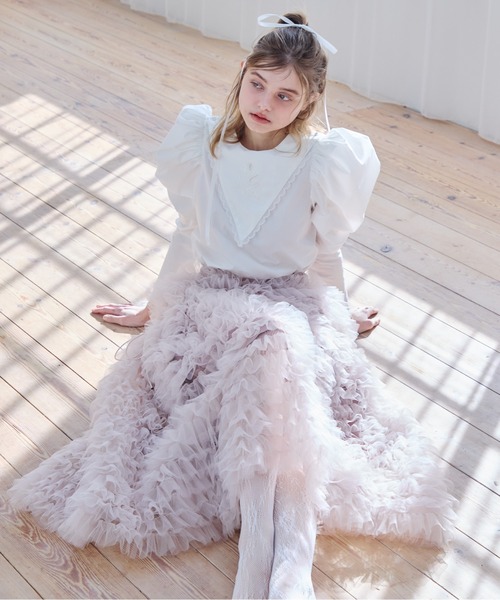etre loin(エトルワン)の「Tulip embroidered volume sleeve blouse(シャツ/ブラウス・レディース・ホワイト/ストライプ/ブラック・M)」の20枚目の写真