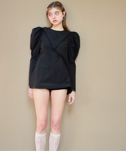 etre loin(エトルワン)の「Tulip embroidered volume sleeve blouse(シャツ/ブラウス・レディース・ホワイト/ストライプ/ブラック・M)」の21枚目の写真