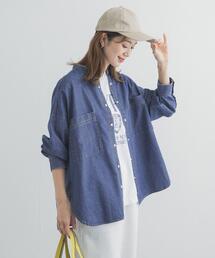 URBAN RESEARCH DOORS | デニムバンドカラーシャツ | デニムシャツ/春服/オーバーサイズ/大人カジュアル(シャツ/ブラウス)