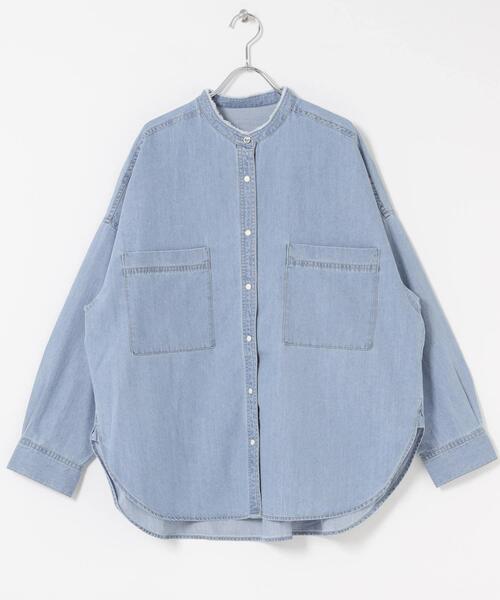 URBAN RESEARCH DOORS(アーバンリサーチドアーズ)の「デニムバンドカラーシャツ | デニムシャツ/春服/オーバーサイズ/大人カジュアル(シャツ/ブラウス・レディース・インディゴブルー/ワンウォッシュ・FREE)」の18枚目の写真