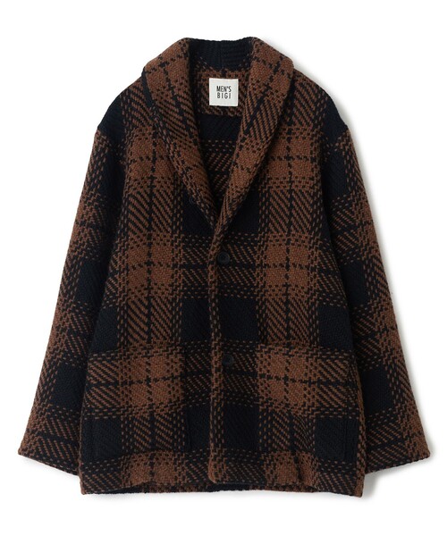 MEN'S BIGI(メンズビギ)の「《John Braniganコラボ》ショールカラーニットジャケット(ブルゾン・メンズ・ネイビー/ブラック系その他・02/03)」の1枚目の写真