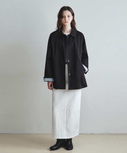 WEDNESDAYOASISFORWOMEN（ウェンズデー オアシス フォー ウーマン）の「[アトリエエディション] ハーフコットントレンチコート_BLACK(W26OT02)（その他アウター・レディース・ブラック・SMALL/MEDIUM）」の4枚目の写真