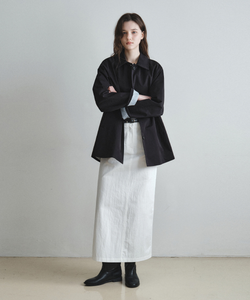WEDNESDAYOASISFORWOMEN（ウェンズデー オアシス フォー ウーマン）の「[アトリエエディション] ハーフコットントレンチコート_BLACK(W26OT02)（その他アウター・レディース・ブラック・SMALL/MEDIUM）」の6枚目の写真