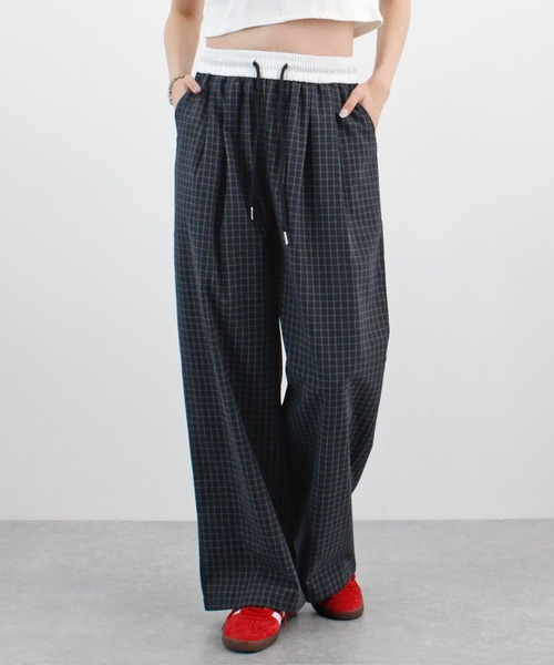 ABYS(アビス)の「チェックワイドイージーパンツ(その他パンツ・レディース・ブラウン/ブルー/ブラック/ネイビー・LARGE/MEDIUM)」の1枚目の写真